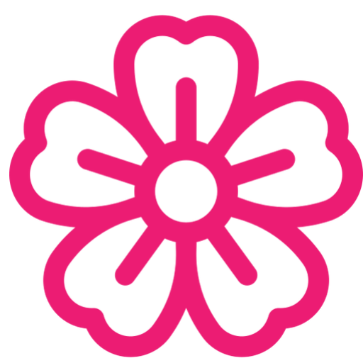 Pink flower outline on black background.
