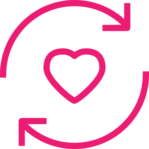 Heart with circular arrows symbol.