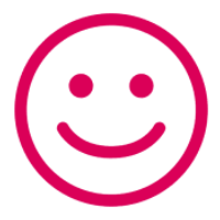 Pink smiley face on black background.