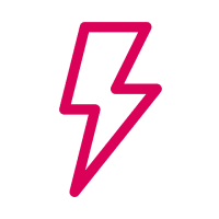 Pink lightning bolt on black background.